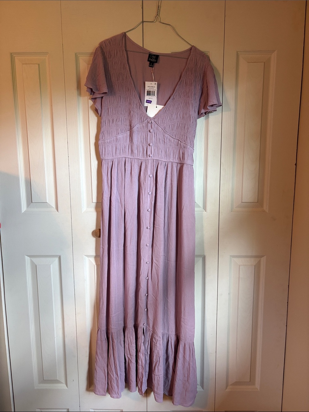 Women's Lavender Button-Front Maxi Dress